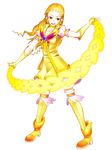  absurdres adapted_costume alternate_hairstyle blonde_hair bug butterfly collaboration cure_lemonade cyzir_visheen drill_hair earrings elbow_gloves eyelashes full_body gloves highres insect jewelry kasugano_urara_(yes!_precure_5) long_hair magical_girl older open_mouth precure raide skirt solo transparent_background yellow_eyes yellow_legwear yellow_skirt yes!_precure_5 