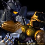  arachnid arthropod beast_wars black black_eyes black_hair blackarachnia breasts canine couple eye_contact feline female hair looking_at_each_other machine male mammal maximal mechanical predacon predacon_insignia robot seishinkibou silverbolt spider tiger transformers wolf 