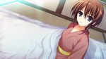  bed brown_hair game_cg koi_de_wa_naku makishima_yumi short_hair tomose_shunsaku 