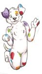  ambiguous_gender canine dalmatian dog gel goo jumping male mammal nude rainbow rainbow_fur rainbow_markings solo spots technicolored wave waving 