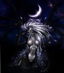  breasts dragon female hair kirianna long_hair moon navel nipples nude pussy scalie solo virgin washing white_belly wings yashendwirh 