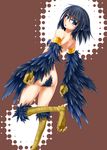  absurdres armlet ass back black_hair blue_eyes blue_hair claws feathers harigane_shinshi harpy highres looking_back monster_girl nude original short_hair solo wings 