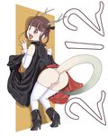  2012 anus ass cape cum fangs heels high_heels horns masturbation open_mouth pantyhose pussy red_eyes tights vagina vampire yozora 