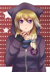  :&lt; animal_ears arcana_heart bad_id bad_pixiv_id collar dog_ears fingerless_gloves gloves hood hoodie inuwaka_akane looking_at_viewer solo upper_body 