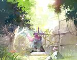  bad_id bad_pixiv_id blue_hair cape fairy fi hug itou_hachi nature pantyhose scenery solo sword the_legend_of_zelda the_legend_of_zelda:_skyward_sword tree weapon 