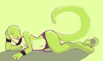  breasts claws collar female green green_body jewelry licking licking_lips lizard lying nipples panties reptile sammy73 scalie solo tail tongue topless underwear 