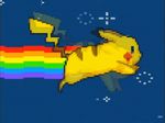  male nintendo nyan_cat nyan_pikachu pikachu pok&#233;mon pok&eacute;mon rainbow running solo stars video_games 