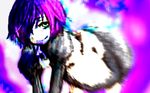  all_fours futaba_channel green_eyes maid maid_outfit nijiura_maids purple_hair smile yakui 
