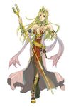  blonde_hair boots breasts cleavage dress key legion_~sousei_densetsu~ long_hair medium_breasts solo staff tiara ynagasaki 