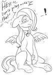  balls black_and_white collar crossgender english_text equine feral fluttershy_(mlp) friendship_is_magic horse male mammal masturbation monochrome my_little_pony pegasus penis pony sheath solo text wing_boner wings 