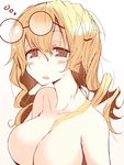  bad_id bad_pixiv_id bespectacled blonde_hair blush breasts brown_eyes collarbone drill_hair glasses large_breasts long_hair mahou_shoujo_madoka_magica no_nipples nude open_mouth round_eyewear simple_background solo sukima_(crie) tomoe_mami twin_drills twintails upper_body white_background 