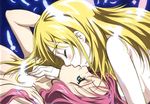  2girls blonde_hair blush breasts kiss multiple_girls pink_hair simoun source_request yuri 