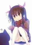  ? animal bad_id bad_pixiv_id beckoning black_skirt bloom brown_coat brown_eyes brown_hair cat child coat flying_sweatdrops hair_ribbon mittens original panties pantyshot pantyshot_(squatting) plaid plaid_scarf red_scarf ribbon scarf skirt solo squatting suga_hideo sweatdrop thighhighs twintails underwear white_legwear white_panties 