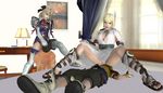  2boys 2girls absurdres cassandra_alexandra chris_redfield facesitting final_fantasy final_fantasy_xiii highres hope_estheim multiple_boys multiple_girls panties resident_evil sitting sitting_on_face sitting_on_person sophitia_alexandra soul_calibur soulcalibur_iv underwear 