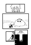  animal_ears bunny_ears comic greyscale hat highres hong_meiling_(panda) inaba_tewi izayoi_sakuya leaf maid monochrome multiple_girls pitfall scan seki_(red_shine) silent_comic star stuck tears touhou wavy_mouth 