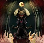  alternate_color animal_ears bad_id bad_pixiv_id bamboo bamboo_forest black_dress black_hair bunny bunny_ears carrot carrot_necklace dress ex forest full_moon glowing glowing_eyes inaba_tewi jewelry moon nature necklace night pendant red_eyes short_hair solo too_many too_many_bunnies touhou 