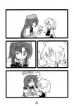  2girls :&lt; bow braid breast_grab breasts comic eyebrows grabbing greyscale hair_bow hat hat_launch hat_removed headwear_removed highres hong_meiling izayoi_sakuya maid medium_breasts monochrome multiple_girls scan seki_(red_shine) silent_comic smile star stuffed_animal stuffed_bunny stuffed_toy surprised touhou twin_braids 