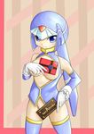  bare_shoulders blue_eues blue_eyes breasts capcom chocolate detached_sleeves gift gloves helmet leviathan leviathan_(megaman) leviathan_(rockman) rockman rockman_zero thighhighs 