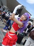  asamiya_athena boots cosplay frills gloves hairband king_of_fighters koucha_remon midriff photo purple_hair ruffles snk 