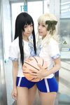  basketball blonde_hair character_request cosplay gym_uniform highres mariharu mizuori photo real source_request tagme_character tagme_series 