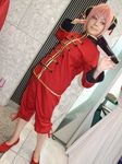  changshan chinese_clothes cosplay gintama hairpods kagura kagura_(gintama) photo pink_hair umbrella yu_kaname 