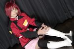  boots cosplay gun gundam gundam_seed gundam_seed_destiny lunamaria_hawke photo red_hair redhead suzukaze_yuuki thigh-highs thighhighs uniform weapon 