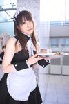  cosplay highres katou_mari maid maid_apron maid_uniform photo serving_tray tray 