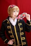  blonde_hair candy_bar cosplay eyemask gintama highres katou_mari okita_sougo photo uniform 