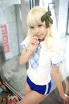  blonde_hair bow character_request cosplay gym_uniform hair_bow highres mariharu photo source_request tagme_character tagme_series 