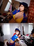  beret bra cellphone cosplay hat highres lingerie nakagawa_shoko open_clothes open_shirt phone photo police police_uniform policewoman polka_dot polka_dots shirt underwear uniform 