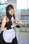  cosplay highres katou_mari maid maid_apron maid_uniform photo serving_tray tray 