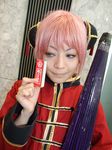  chinese_clothes cosplay gintama hairpods kagura kagura_(gintama) photo pink_hair umbrella yu_kaname 