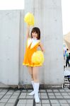  card_captor_sakura cheerleader child cosplay hiromichi kinomoto_sakura knee_socks kneehighs photo pom_poms 