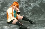  code_geass cosplay kneehighs orange_hair photo school_uniform serafuku shirley_fenette suzukaze_yuuki 