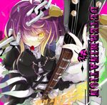  chain guitar hair_over_one_eye hijiri_byakuren instrument looking_at_viewer lowres mito_(calcomer) mouth_hold nail_polish plectrum solo touhou yellow_eyes 