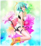  aquarion_(series) aquarion_evol ass bad_id bad_pixiv_id blue_eyes boots flower furayu_(flayu) green_hair midriff short_shorts shorts solo zessica_wong 