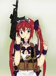  airi airi_(queen's_blade) ammo ammunition bow gun maid maid_headdress pi-dai_(skyline32) queen&#039;s_blade queen's_blade red_hair twintails weapon wrist_cuffs 