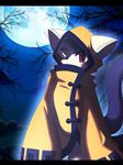  animal animal_ears arc_system_works blazblue cat cat_ears cat_tail furry jubei_(blazblue) moon multiple_tails night red_eyes tail tails 