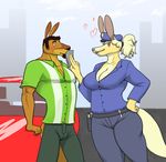  &hearts; anthro breasts car chubby clothing duo eye_contact female frank_westerveldt hair kangaroo looking_at_each_other male mammal marsupial overweight pants police ritts shirt tail thick_tail voluptuous 
