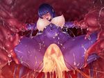  1girl after_sex aftersex akiyama_rinko anal aoi_nagisa_(artist) black_lilith blue_hair blush breasts censored cum cum_in_pussy cum_inside cum_on_body cumdrip double_penetration erect_nipples eyes_closed fucked_silly game_cg large_breasts leaking peeing ponytail pussy saliva taimanin_yukikaze tentacle tentacle_pit 