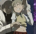  dr_franken_stein glasses grey_hair maka_albarn pigtails screenshot soul_eater 