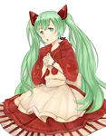  bad_id bad_pixiv_id bracelet dress green_eyes green_hair hands_clasped hatsune_miku jewelry long_hair nakasima-syouta open_mouth own_hands_together simple_background solo twintails very_long_hair vocaloid white_background 