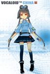  belt boots fingerless_gloves gloves grey_hair hair_ornament headset long_hair luo_tianyi mismatched_legwear official_art short_hair_with_long_locks single_thighhigh solo thighhighs vocaloid vocanese yellow_eyes 