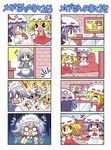  &gt;_&lt; 4koma :3 =_= akemi_homura anger_vein bat_wings blonde_hair braid cake cameo chibi closed_eyes colonel_aki comic controller couch fight_cloud fighting flandre_scarlet food hairband hong_meiling izayoi_sakuya kaname_madoka lavender_hair magical_girl mahou_shoujo_madoka_magica maid_headdress multiple_4koma multiple_girls o_o red_eyes remilia_scarlet remote_control short_hair siblings silver_hair sisters sweatdrop television touhou tray twin_braids twintails wings 