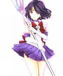  back_bow bishoujo_senshi_sailor_moon black_hair bow choker elbow_gloves gloves holding holding_spear holding_weapon nugaa pleated_skirt polearm purple_eyes purple_sailor_collar purple_skirt red_bow sailor_collar sailor_saturn sailor_senshi_uniform short_hair silence_glaive simple_background skirt solo spear staff star star_choker tiara tomoe_hotaru weapon white_background white_gloves 