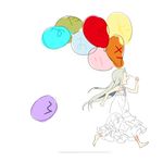  ano_hi_mita_hana_no_namae_wo_bokutachi_wa_mada_shiranai. balloon bare_shoulders barefoot dress highres honma_meiko long_hair magomago running silver_hair sketch sleeveless solo 