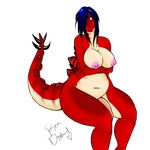  black_hair breasts chubby dickgirl dinosaur flaccid green_eyes hair holding_breasts intersex navel nipples nude penis plain_background red red_body revadiehard sauropod scalie sitting solo stegosaurus thick_thighs white_background 