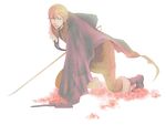  berserk blonde_hair boots cloak flower fujimori_(cocarda) male_focus rapier serpico solo sword weapon 