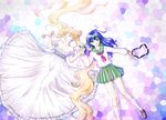  2girls dress inuyasha kagome_higurashi long_hair sailor_moon seifuku usagi_tsukino 