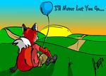  balloon canine fox love mammal sitting solo sunset 
